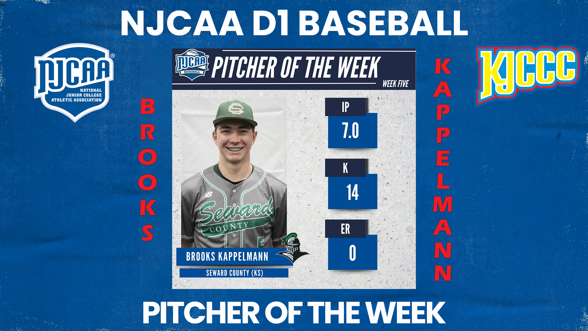 Kappelmann earns NJCAA Pitcher of the Week (Division I) -- Week Five