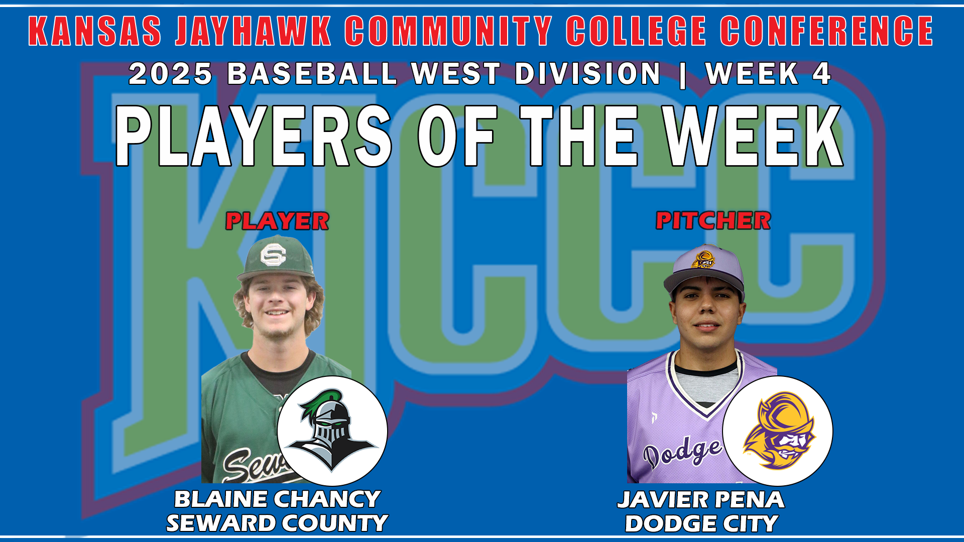 Chancy earns KJCCC Baseball West Division Player of the Week - Week 4
