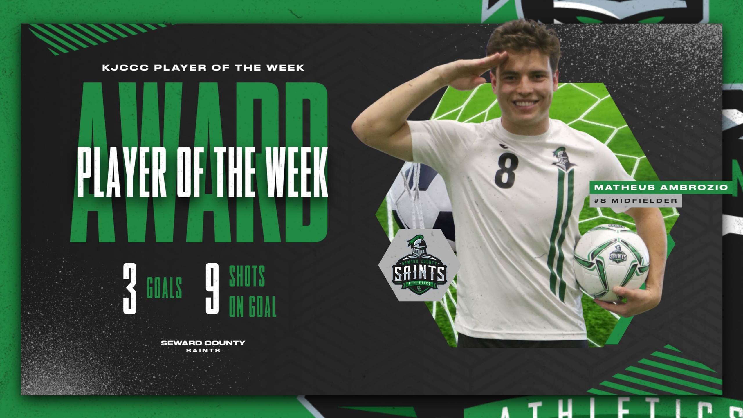Ambrozio&rsquo;s Hat Trick Earns Him KJCCC Player of the Week Honors
