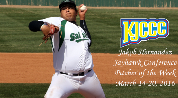 Jakob Hernandez Named KJCCC Pitcher of the Week