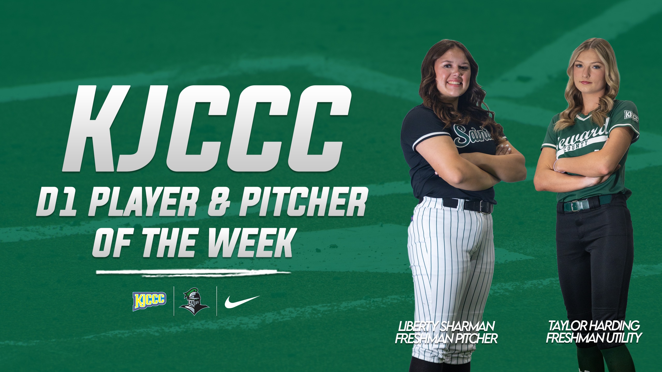 Freshmen Liberty Sharman (left) and Taylor Harding (right) Opened the 2026 Season With KJCCC Pitcher and Player of the Week Honors