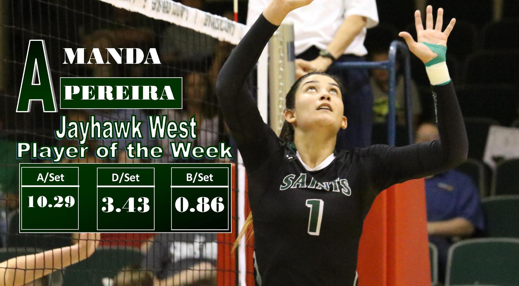 Amanda Pereira Named Jayhawk West Player of the Week